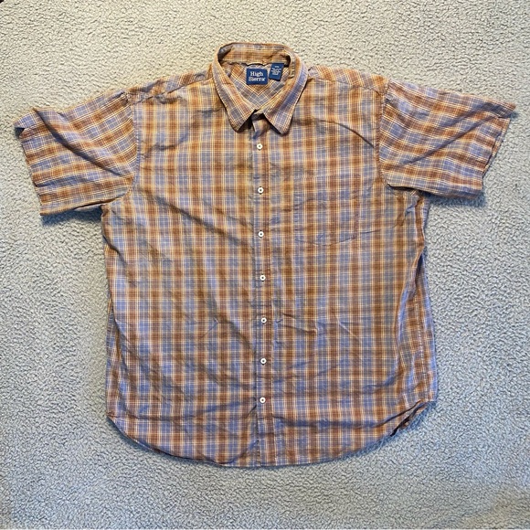 VTG High Sierra SS Cotton Brown/Blue Plaid Button Up Shirt Men's Size XXL - Picture 1 of 8